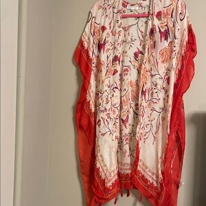 Floral Kimono with Red Accents